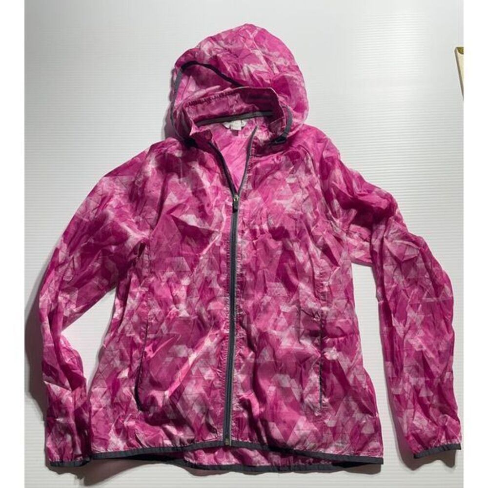 BCG Pink Geometric Pattern‎ Lightweight Windbreaker Jacket with Hood Medium
